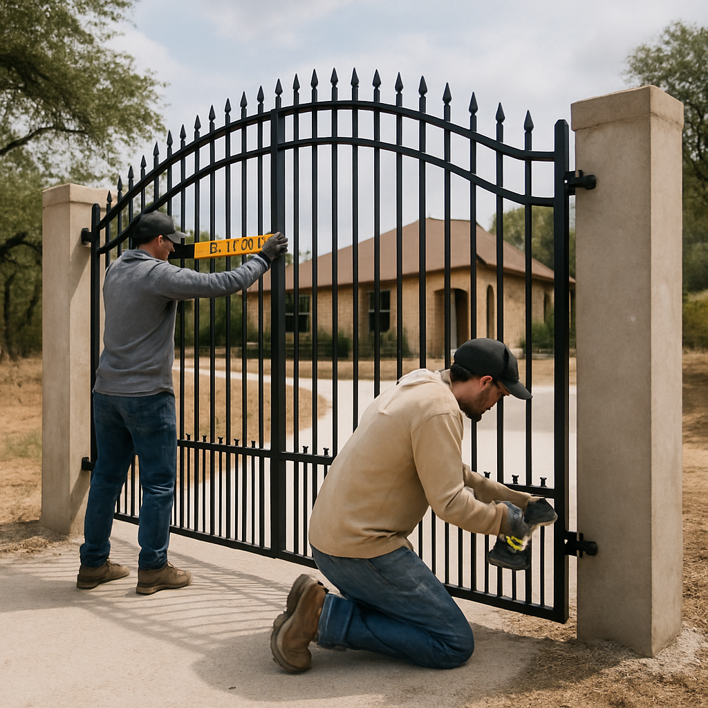 Professional gate installation on a property entrance