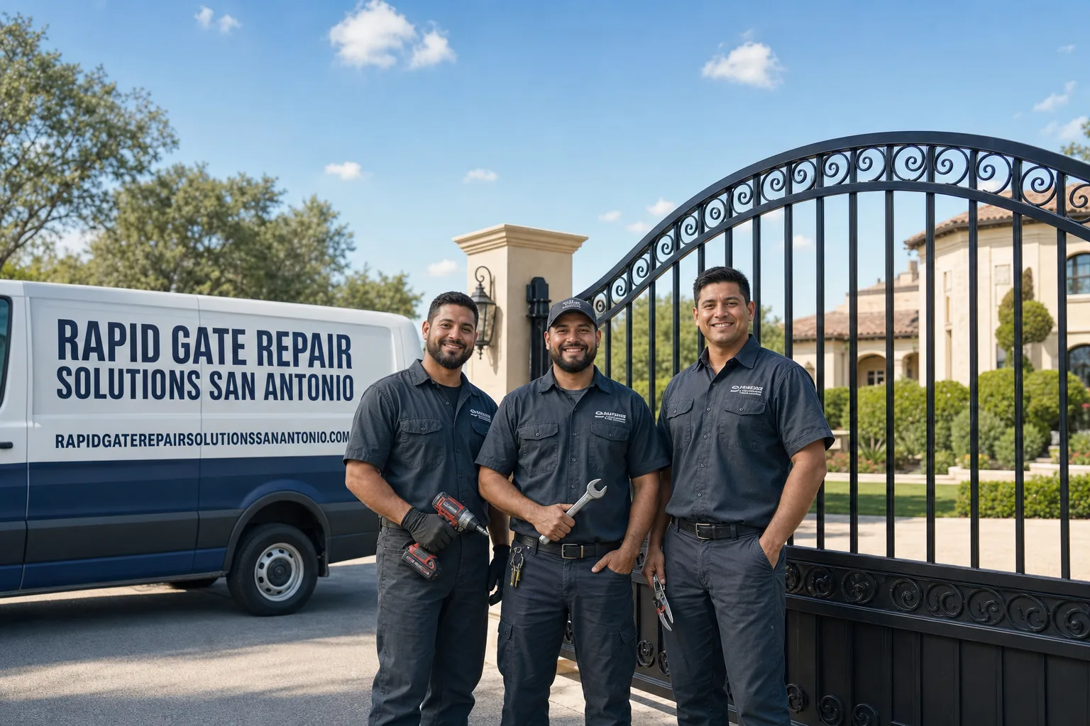 Rapid Gate Repair Solutions San Antonio service vehicle and crew in San Antonio, TX